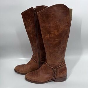 Matisse Brown Leather Knee High Lariat Braided Riding Boots
